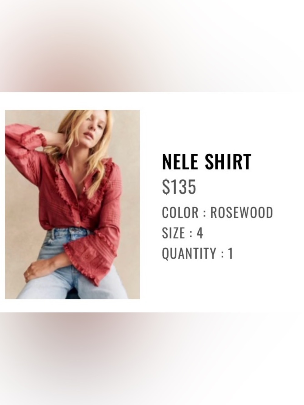 Sezane Nele Shirt Rosewood - Size 4
